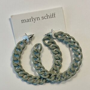 Marlyn Schiff | Link & Chain Hoop Earrings | Light Grey & Silver